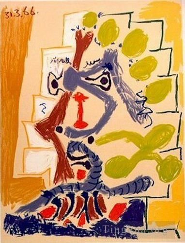 巴勃罗·毕加索 当代各类绘画作品 -  《面貌,1966》