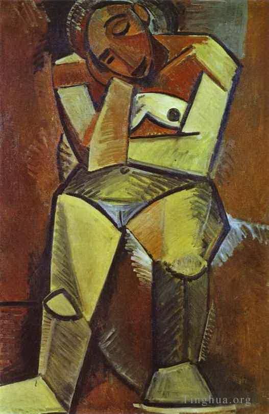巴勃罗·毕加索 当代各类绘画作品 -  《坐着的女人,1908》