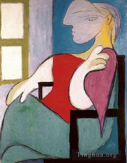 巴勃罗·毕加索作品《坐在窗边的女人,Femme,Assise,Pres,d,une,Fenetre,1932》