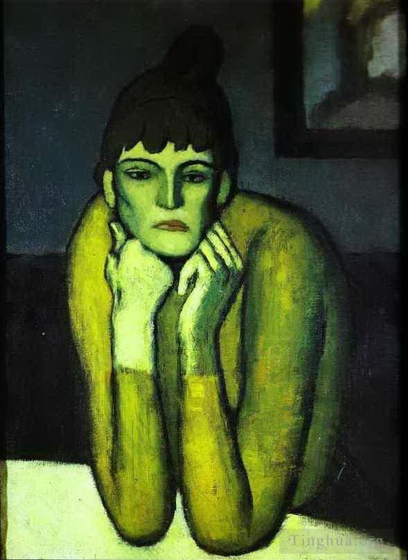 巴勃罗·毕加索 当代各类绘画作品 -  《发髻的女人,1901》