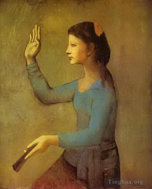 巴勃罗·毕加索 当代各类绘画作品 -  《持扇的女子,1905》