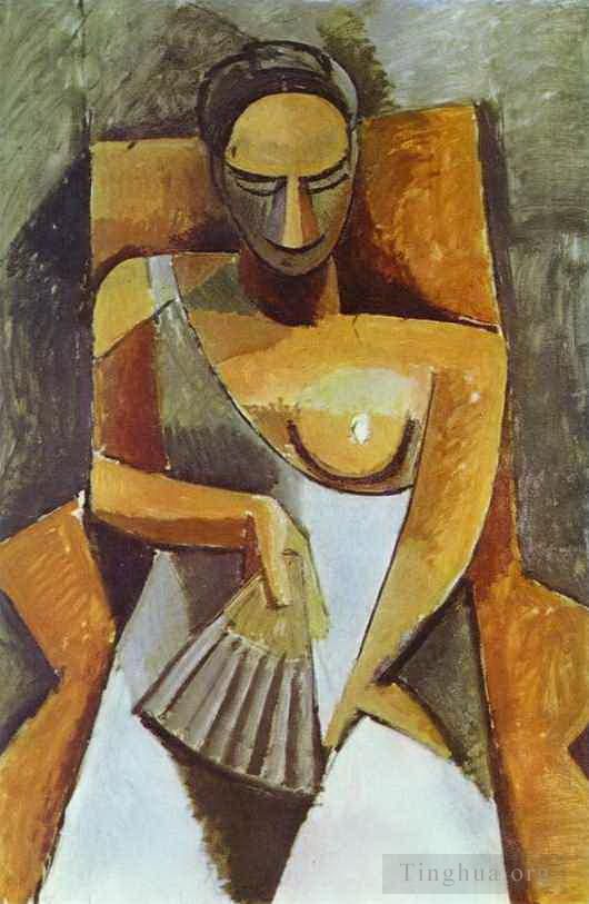 巴勃罗·毕加索 当代各类绘画作品 -  《拿扇子的女人,1908》