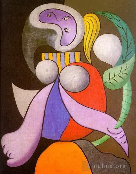 巴勃罗·毕加索 当代各类绘画作品 -  《持花的女人,1932》