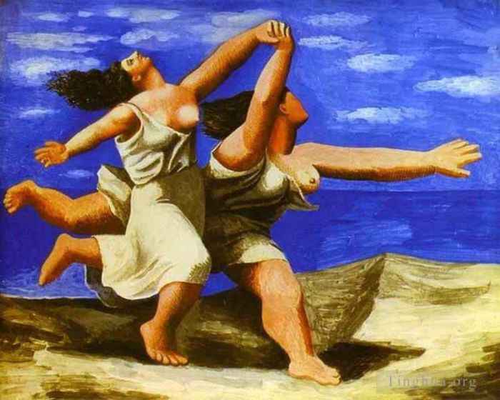 巴勃罗·毕加索 当代各类绘画作品 -  《海滩上跑步的妇女,1922》