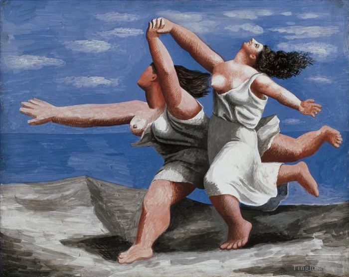 巴勃罗·毕加索 当代各类绘画作品 -  《海滩上奔跑的女人2》