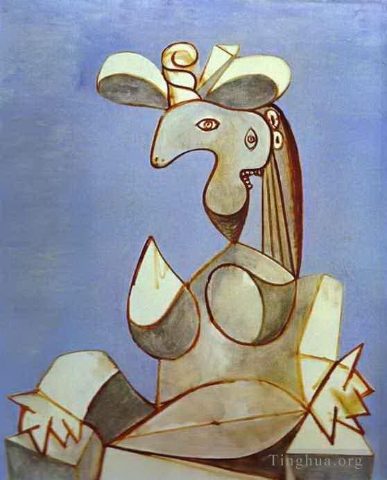 巴勃罗·毕加索 当代各类绘画作品 -  《受折磨的年轻女孩,1939》