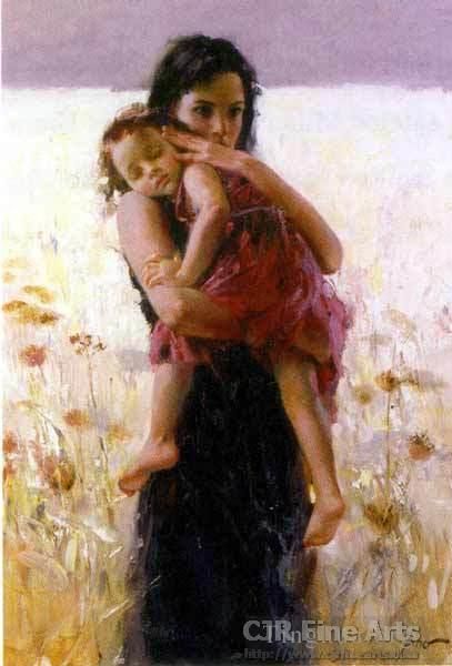 皮诺·德埃尼 当代油画作品 -  《母性本能》