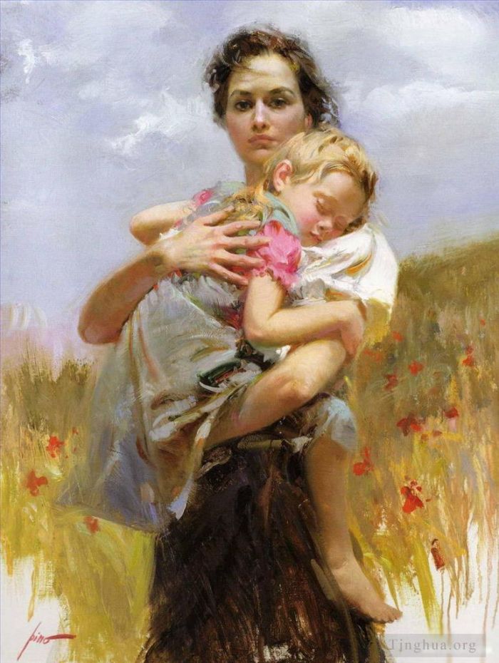 皮诺·德埃尼 当代油画作品 -  《皮诺·德埃尼女人和女孩》