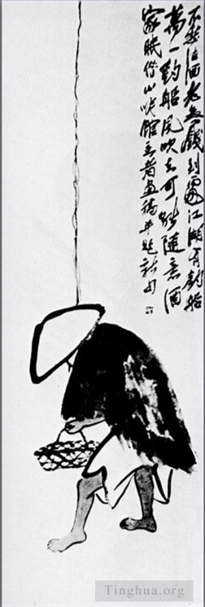 齐白石的当代艺术作品《持钓竿的渔夫》