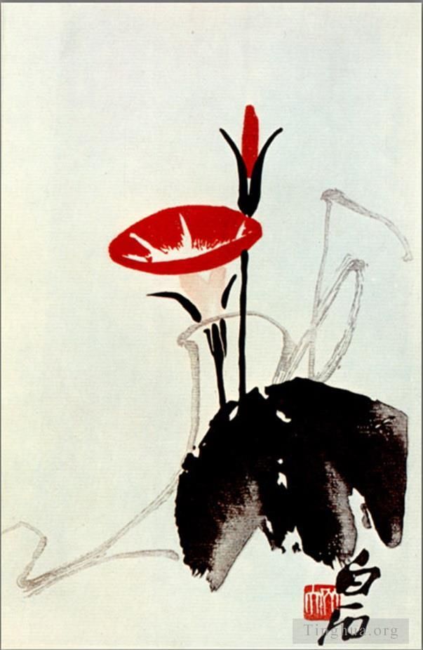齐白石 当代书法国画作品 -  《摇曳的喇叭花,2》