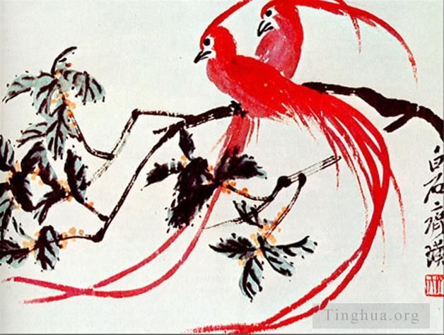 齐白石 当代书法国画作品 -  《天堂鸟》