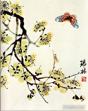 当代书法和国画 - 《蝴蝶和李子花开》