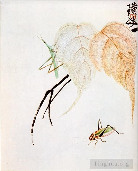 齐白石 当代书法国画作品 -  《螳螂捕蝉》
