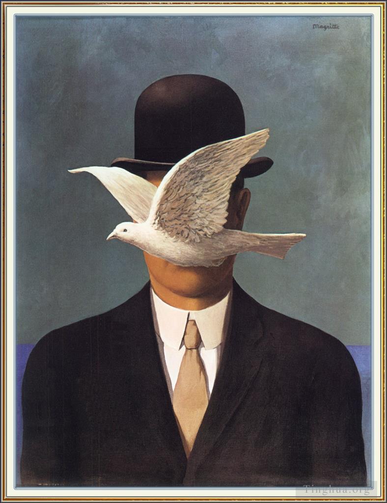 雷内·马格利特作品《戴圆顶礼帽的男人,1964》