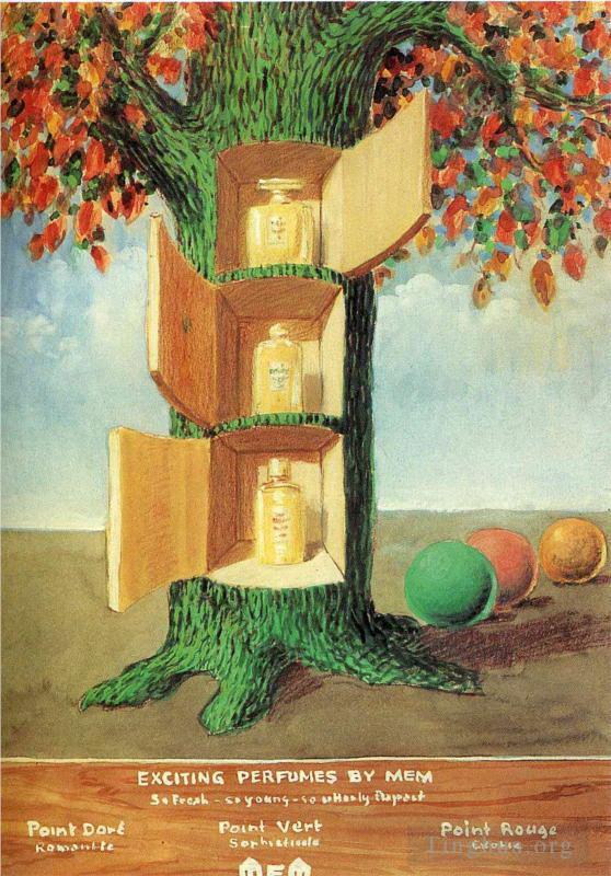 雷内·马格利特作品《mem,1946,的令人兴奋的香水海报》