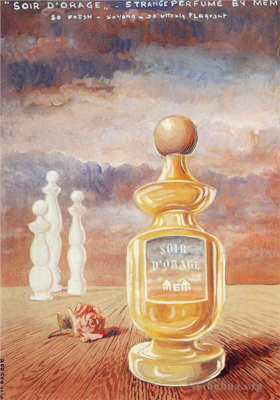 雷内·马格利特 当代各类绘画作品 -  《Mem,的,Soir,d,orage,奇怪香水》
