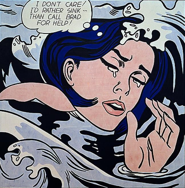 罗伊·利希滕斯坦 当代油画作品 -  《溺水女孩,1963》