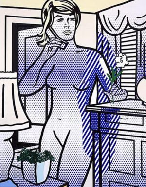 罗伊·利希滕斯坦的当代艺术作品《裸体与白花拼贴,1994》