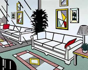 罗伊·利希滕斯坦的当代艺术作品《带镜面墙的室内,1991》