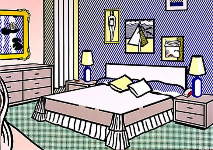 罗伊·利希滕斯坦 当代各类绘画作品 -  《室内有睡莲,1991》