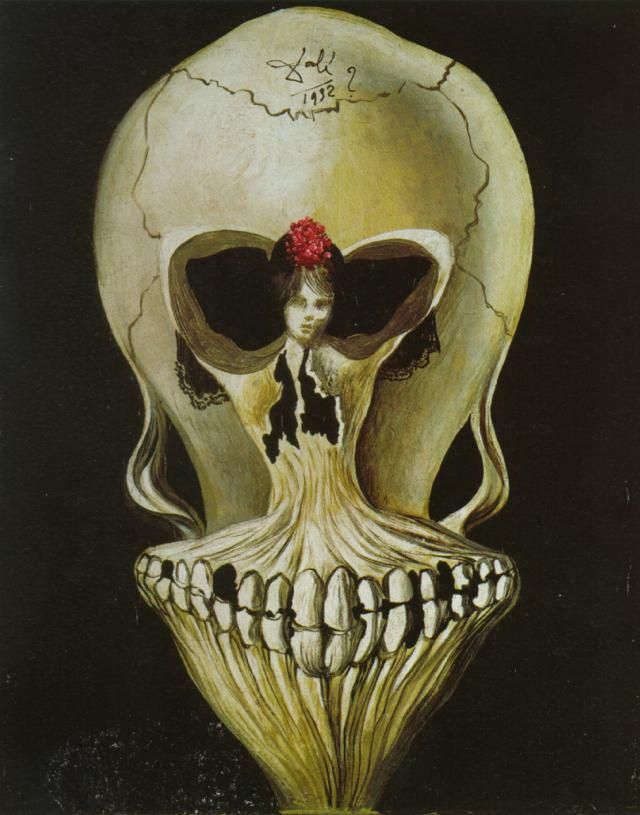 萨尔瓦多·达利 当代油画作品 -  《死亡之头中的芭蕾舞女演员》