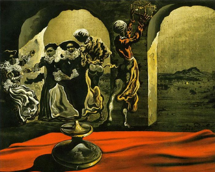 萨尔瓦多·达利 当代油画作品 -  《消失的伏尔泰半身像》