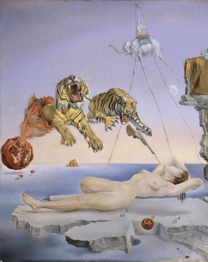 萨尔瓦多·达利 当代油画作品 -  《蜜蜂绕着石榴飞翔所引起的梦》