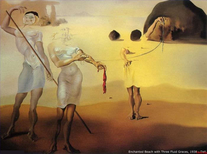 萨尔瓦多·达利 当代油画作品 -  《拥有三种流畅优雅的迷人海滩》