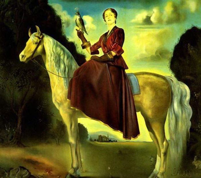 萨尔瓦多·达利 当代油画作品 -  《邓恩夫人的马术幻想肖像》