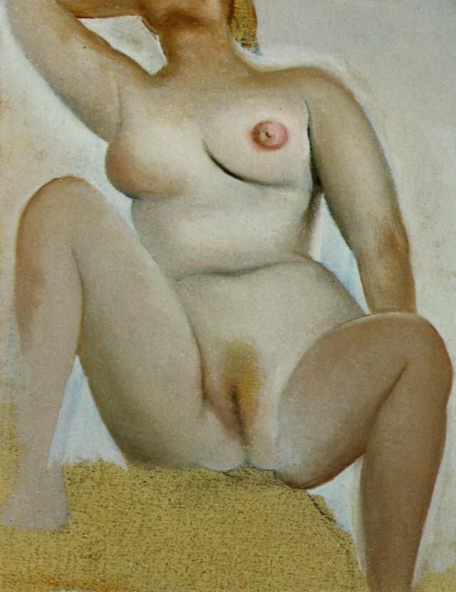 萨尔瓦多·达利 当代油画作品 -  《女性坐式裸体》