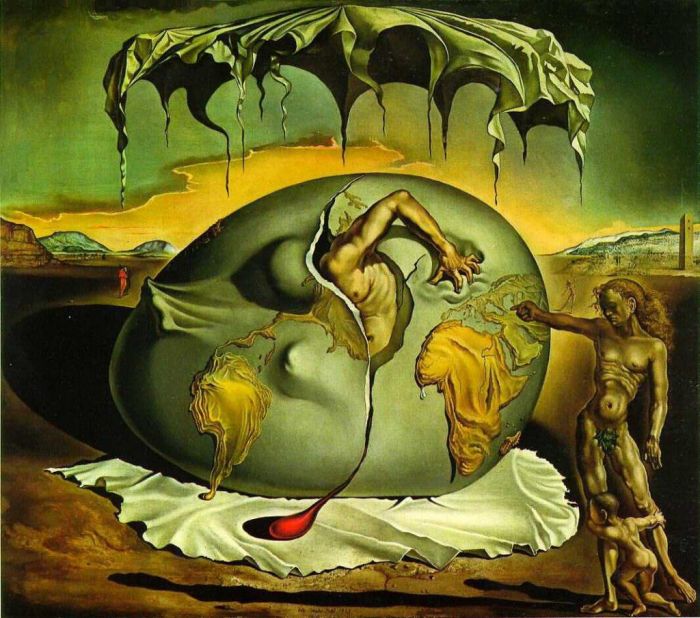 萨尔瓦多·达利 当代油画作品 -  《地缘政治儿童见证新人类的诞生》