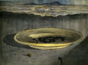 萨尔瓦多·达利的当代艺术作品《盘子上有电话的风景》