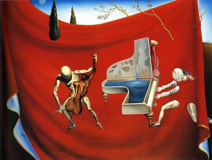 萨尔瓦多·达利 当代油画作品 -  《音乐,红色乐团》