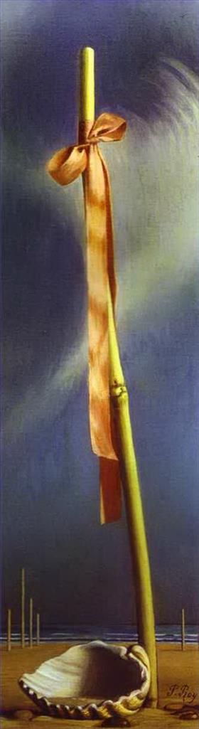 萨尔瓦多·达利 当代油画作品 -  《海边的粉红结和贝壳》