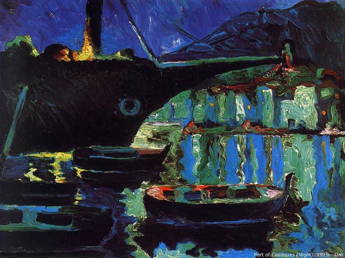 萨尔瓦多·达利 当代油画作品 -  《卡达克斯港之夜》