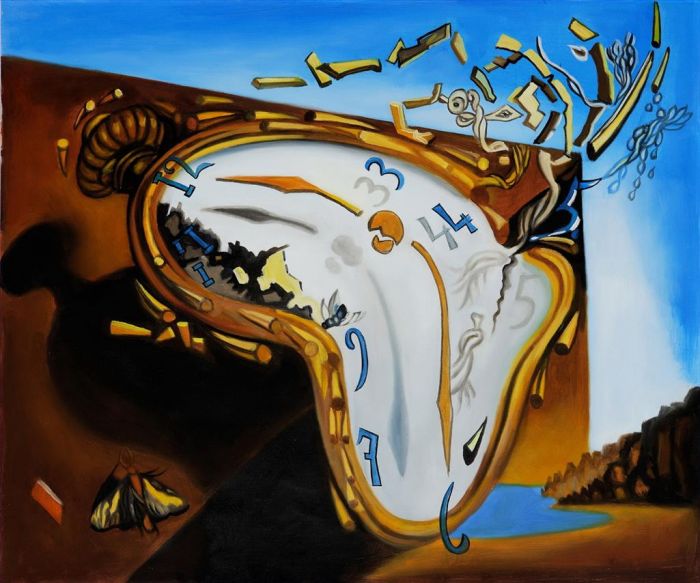 萨尔瓦多·达利 当代油画作品 -  《爆炸瞬间的软表》