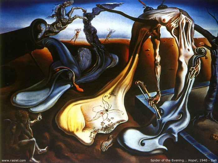 萨尔瓦多·达利 当代油画作品 -  《傍晚的蜘蛛希望》