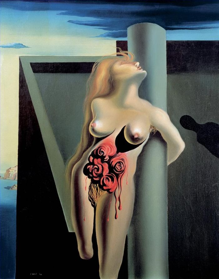 萨尔瓦多·达利 当代油画作品 -  《流血的玫瑰》