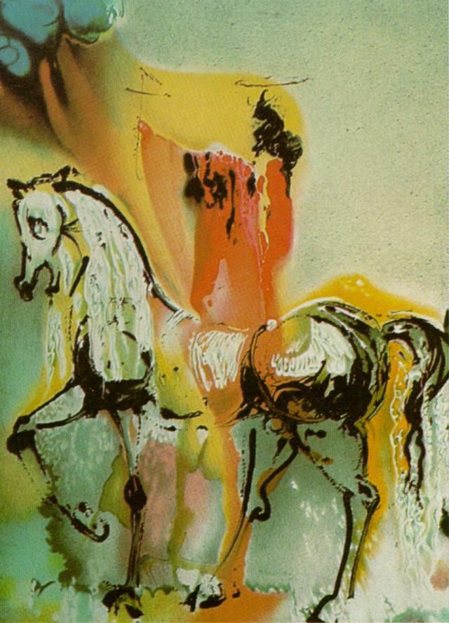 萨尔瓦多·达利 当代油画作品 -  《基督教骑士达利的马》