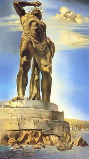 萨尔瓦多·达利 当代油画作品 -  《罗德岛巨像》