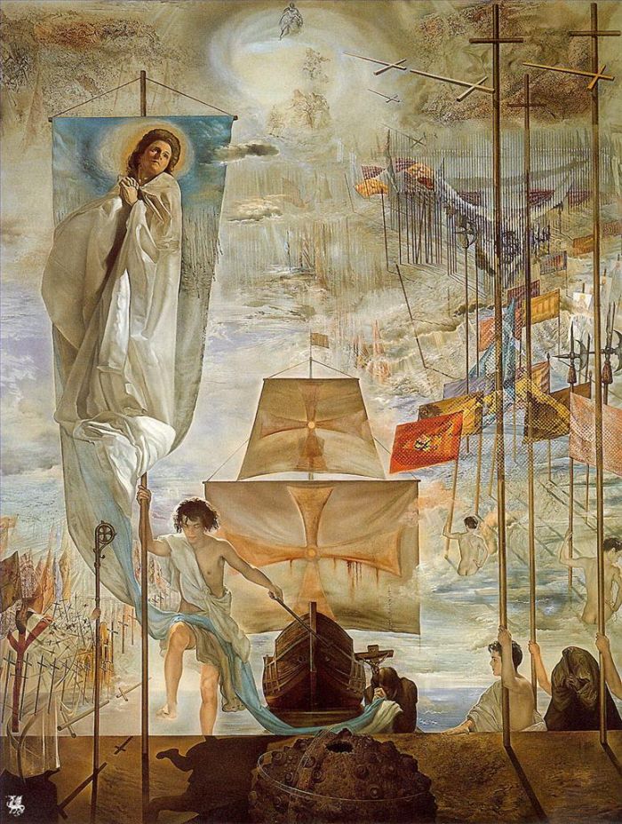 萨尔瓦多·达利 当代油画作品 -  《克里斯托弗·哥伦布发现美洲》