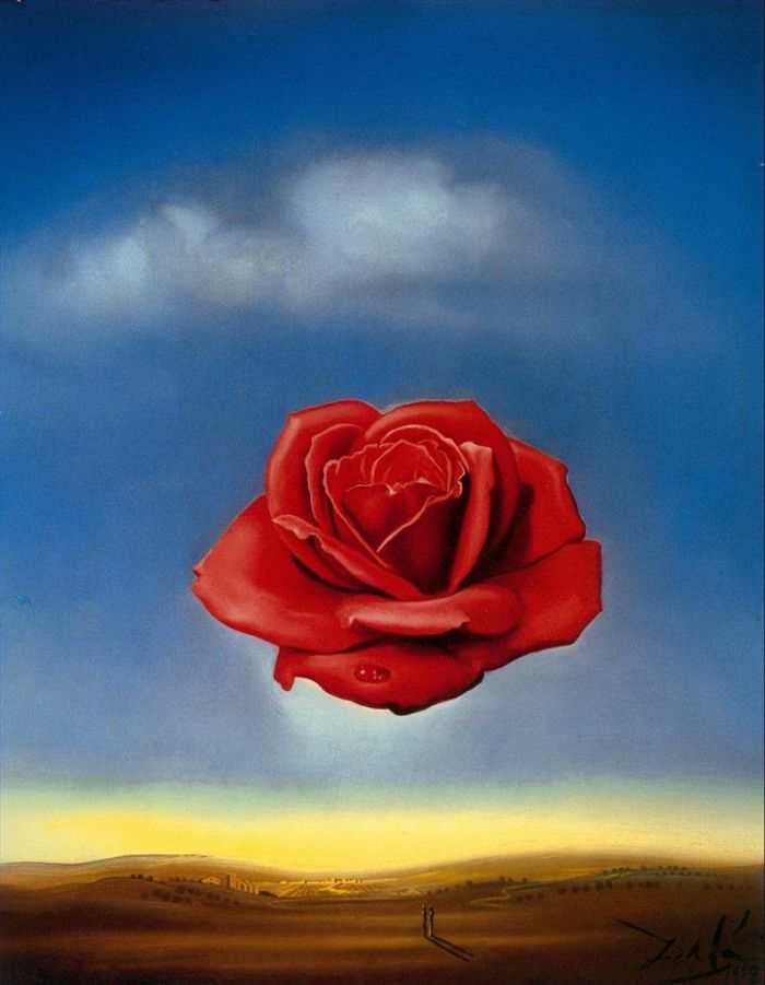 萨尔瓦多·达利 当代油画作品 -  《沉思的玫瑰》