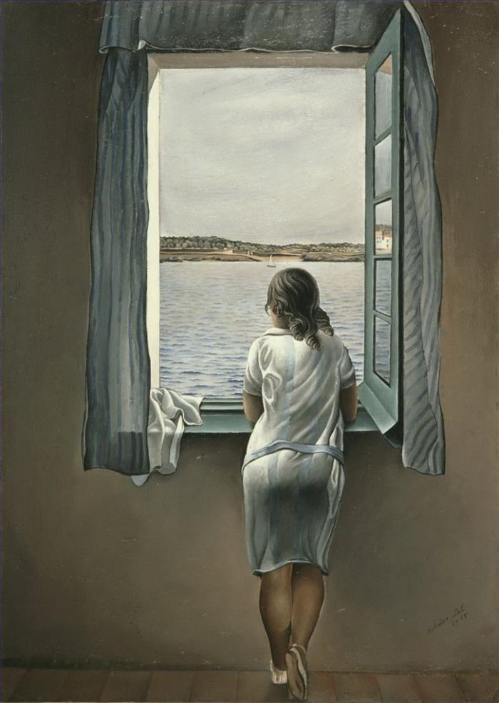萨尔瓦多·达利 当代油画作品 -  《菲格拉斯窗边的女人》