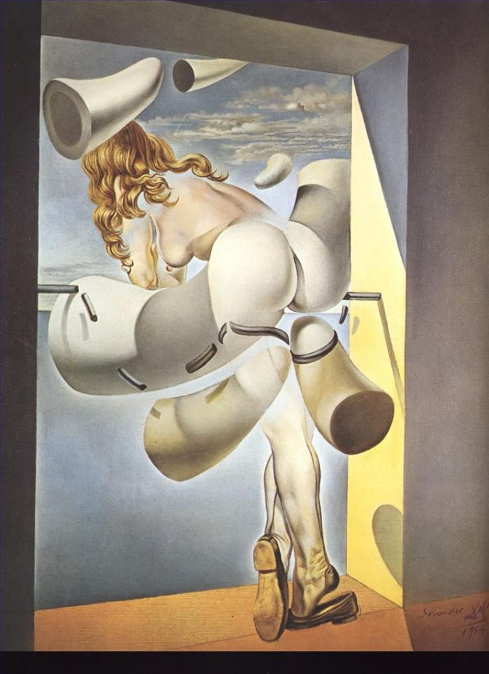 萨尔瓦多·达利 当代油画作品 -  《年轻的维珍汽车被她自己的贞操所鸡奸》