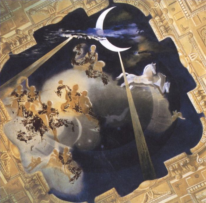 萨尔瓦多·达利 当代各类绘画作品 -  《普博尔加拉城堡大厅的天花板》