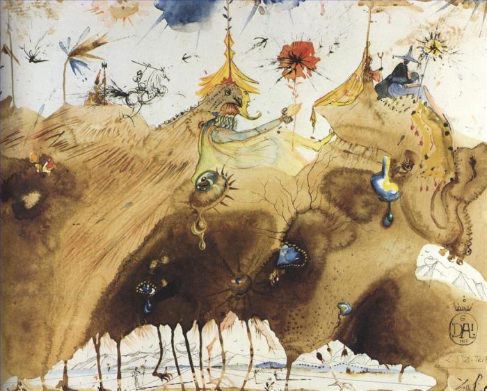 萨尔瓦多·达利 当代各类绘画作品 -  《行军中的克雷乌斯角山脉》
