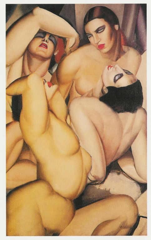 塔玛拉·德·兰陂卡 当代油画作品 -  《四人组裸体,1925》