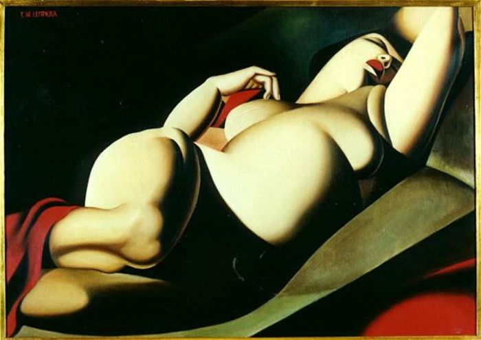 塔玛拉·德·兰陂卡 当代油画作品 -  《美丽的拉斐拉,1927》