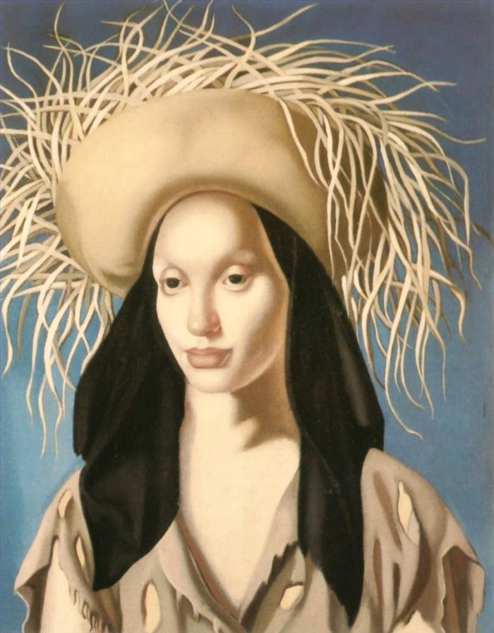 塔玛拉·德·兰陂卡 当代油画作品 -  《墨西哥女孩,1948》