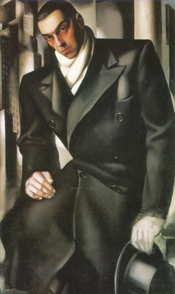 塔玛拉·德·兰陂卡 当代油画作品 -  《一个男人或塔德乌斯·德·伦皮基先生的肖像,1928》